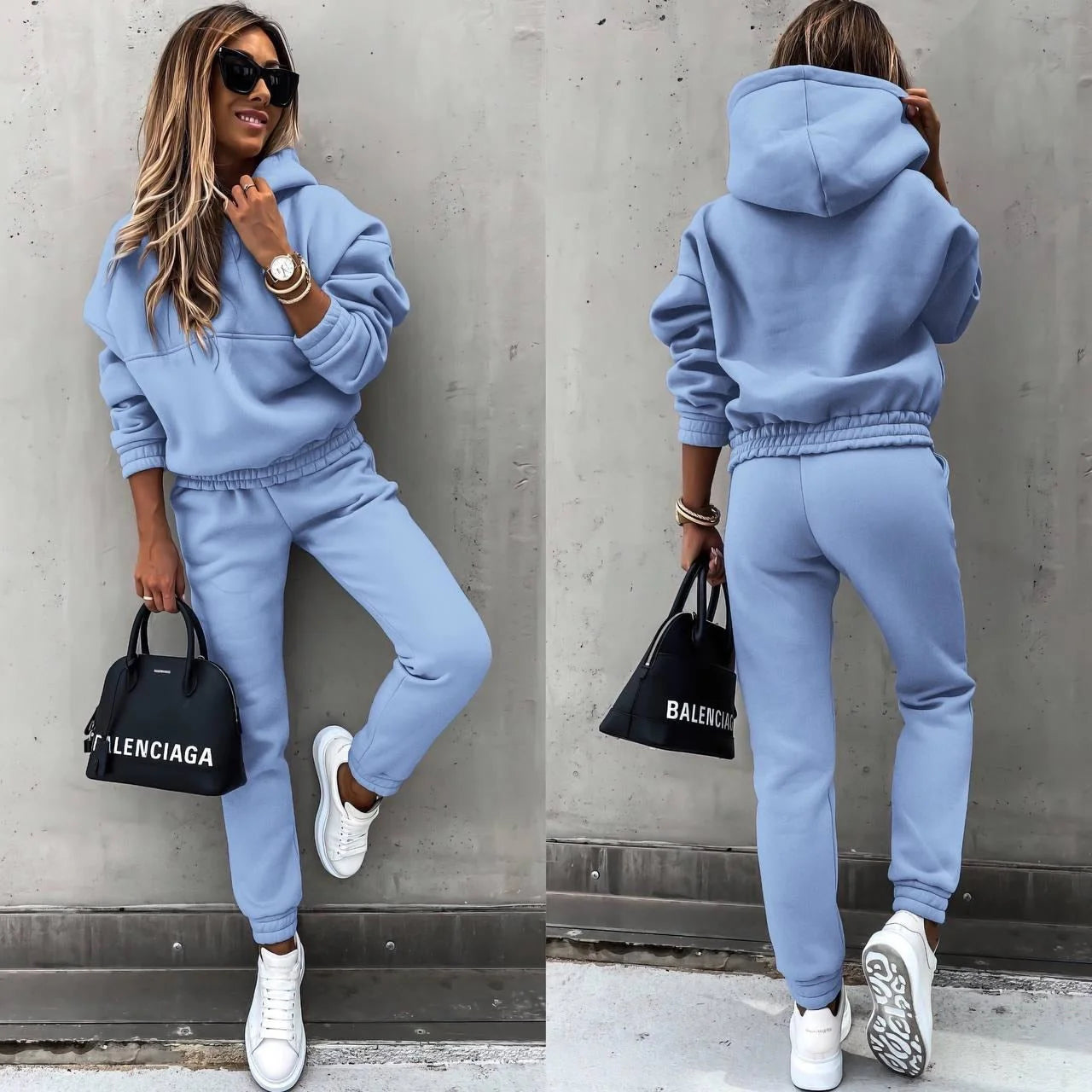 Ensemble Survêtement Femme – Sweat Col Rond Manches Longues – Pantalon Jogging Coupe Ajustée