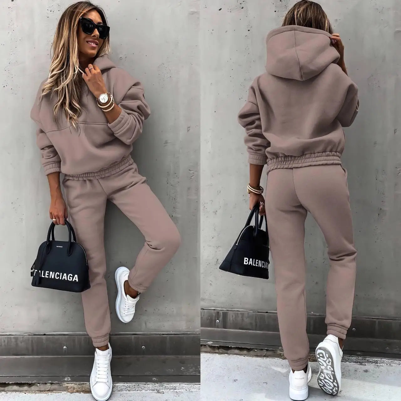 Ensemble Survêtement Femme – Sweat Col Rond Manches Longues – Pantalon Jogging Coupe Ajustée